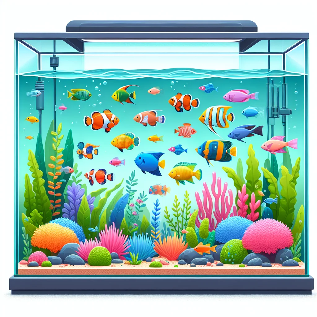 Diverse fish species in an aquarium