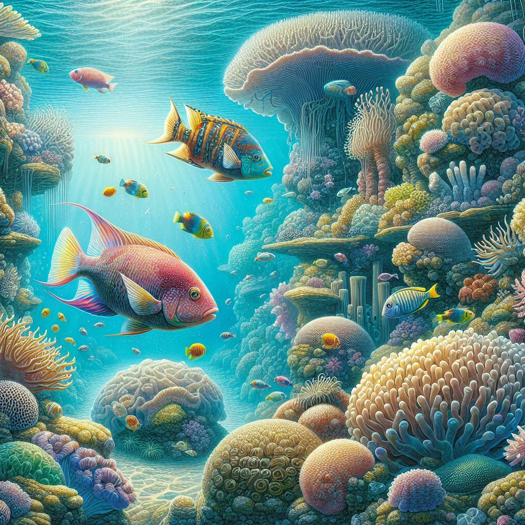 Marine fish swimming in a reef